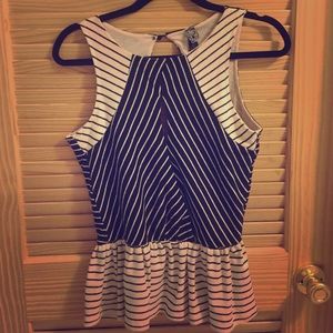 Cream & black peplum top