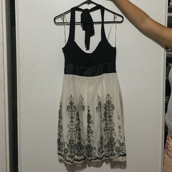 Black and White Halter Dress