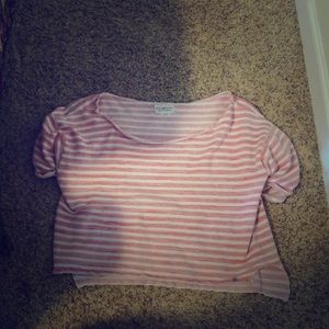 Cropped top off the shoulder ,orange and white