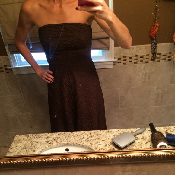 JCREW brown strapless dress