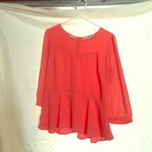 Coral long sleeve blouse