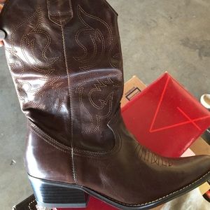 Dark brown western style boots from Europe