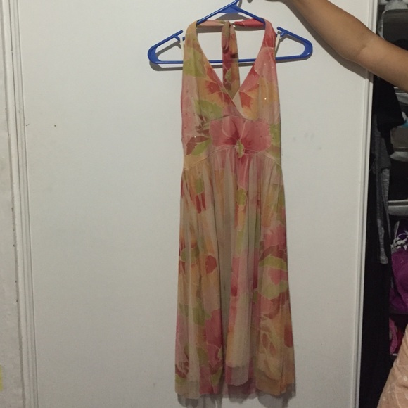 Pink Floral Halter Dress