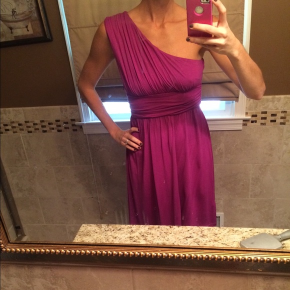 One strap cotton purple dress