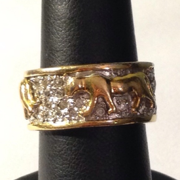 Gold panther pave band Sterling silver ring