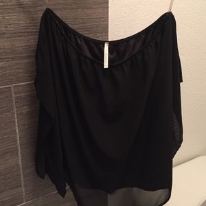 Women's off the shoulder chiffon top in black