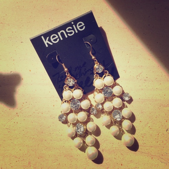 Pearl and rhinestone statement earrings