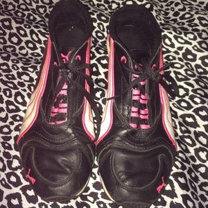 Pink & Black Puma shoes