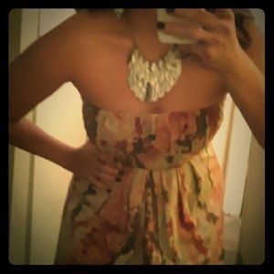 Rustic print strapless dress??????