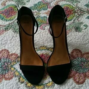 Black ankle strap heels
