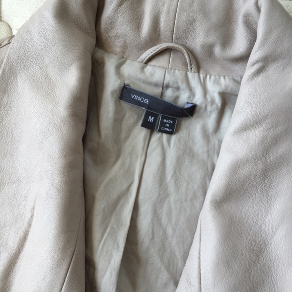 Vince Beige Tan Leather Coat - Picture 2 of 3