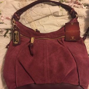 New suede and leather hobo in Marsala color