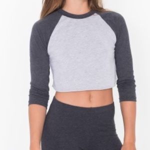 American Apparel Cotton Cropped 3/4 sleeve Raglan