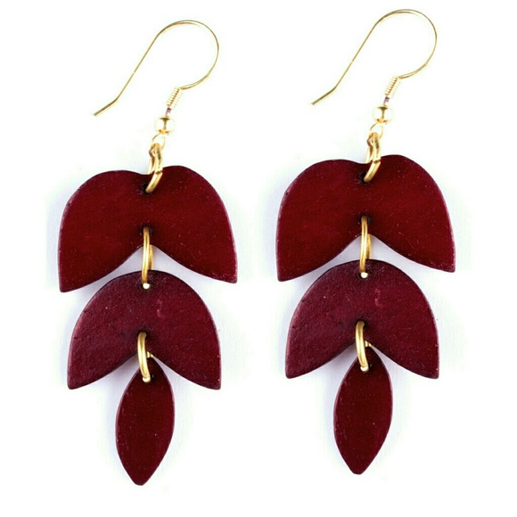 📘Mata Traders📘 Layered Lotus Earrings Red - Picture 4 of 6