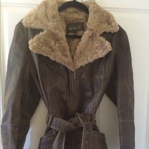 Genuine leather bomber jacket