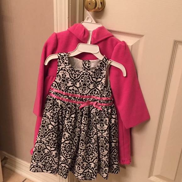 Never worn Infant dress matching panties and coat