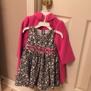 Never worn Infant dress matching panties and coat