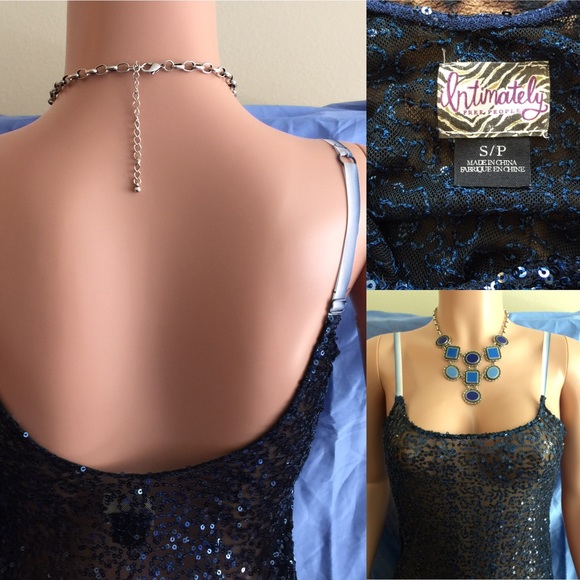 Intimately FP Sequined Mesh Slip Blue - Picture 4 of 4