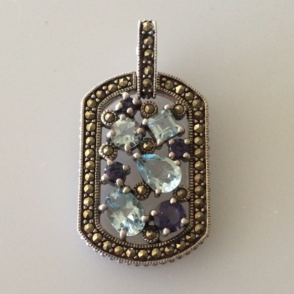 Sterling Silver Multi-Gemstone Necklace Pendant.