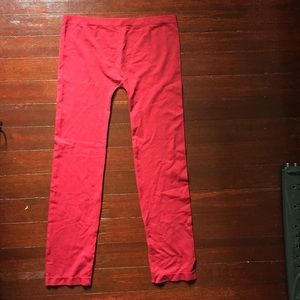Red nylon leggings