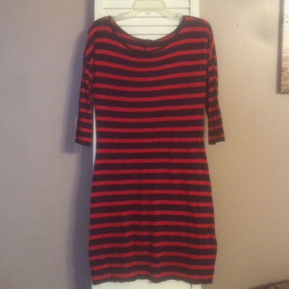 Red and navy T-shirt dress