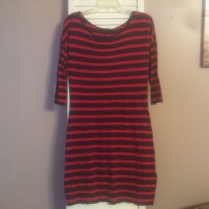 Red and navy T-shirt dress