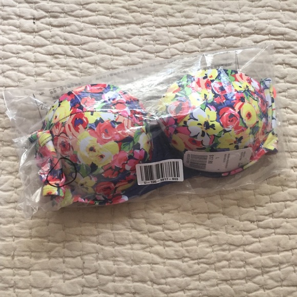 BNWT F21 Push Up Floral Bustier Swim Bikini Top - Picture 2 of 4