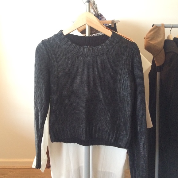 Wet look crop sweater