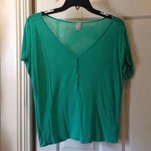 Green button front shirt