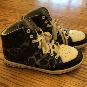 Coach high top tennis shoes.