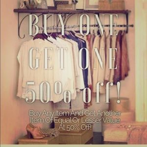 Buy one, get one 50% OFF at equal or lesser value!