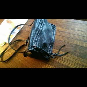 Indie urban black worn leather bag