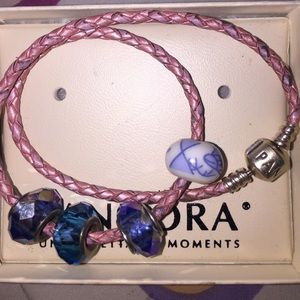 Athentic Pandora Pink Braided DoubleLeather