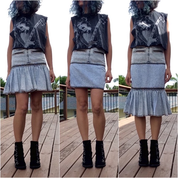 RARE 1980s Acid Wash 3-in-1 Convertible Skirt