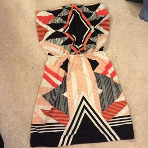 Aztec print strapless dress