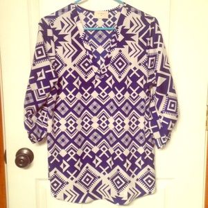 Blue & White Tunic Style Shirt Boyfriend Fit