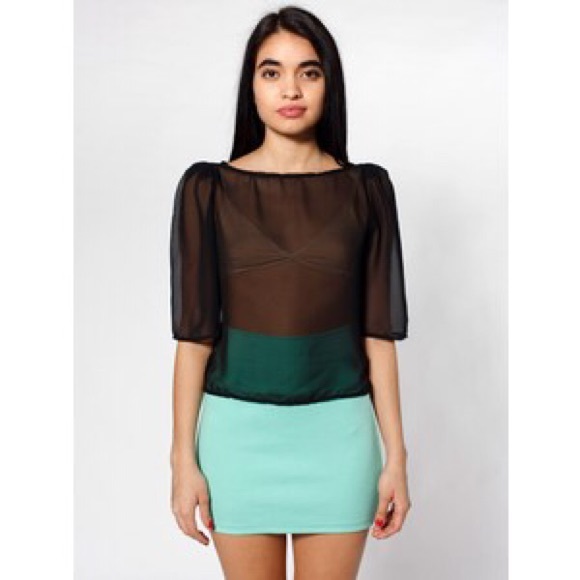 AA black chiffon puff blouse