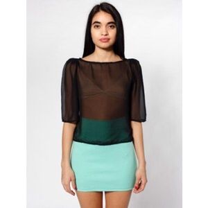 AA black chiffon puff blouse