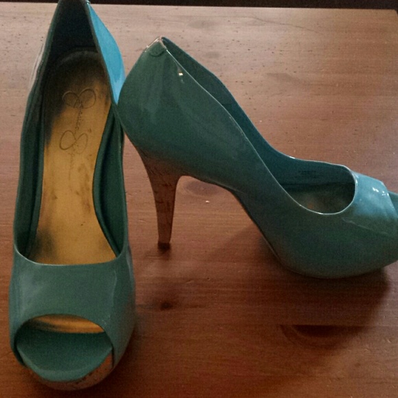 Jessica Simpson Turquoise Peep Toe Heels