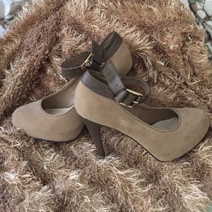 Brown and taupe heels