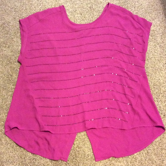 Lane Bryant mauve top with black stripes