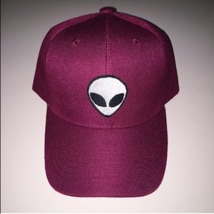Maroon alien baseball cap