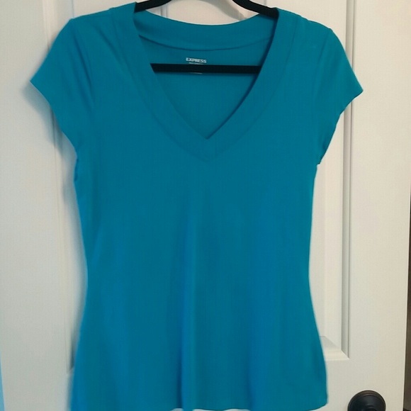 Express aqua-blue sexy stretch tshirt - Picture 2 of 3