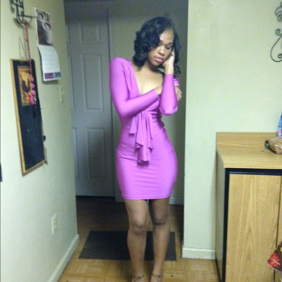 Low cut hot pink dress