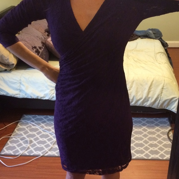 Chaps purple lace wrap dress.