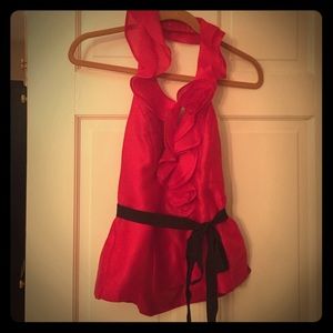 Silk ruffled blouse- White House Black Market