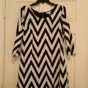 Black and white chevron dress