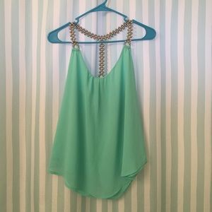 Mint Top with Silver Beaded Straps