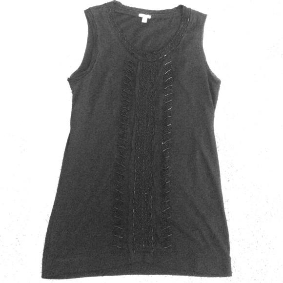 Jcrew Black Tank with Intricate Beading