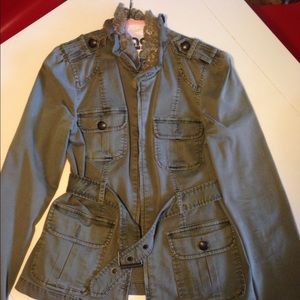 Army green belted jacket